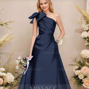 Flattering A-Line Satin Evening Dress - Brand New